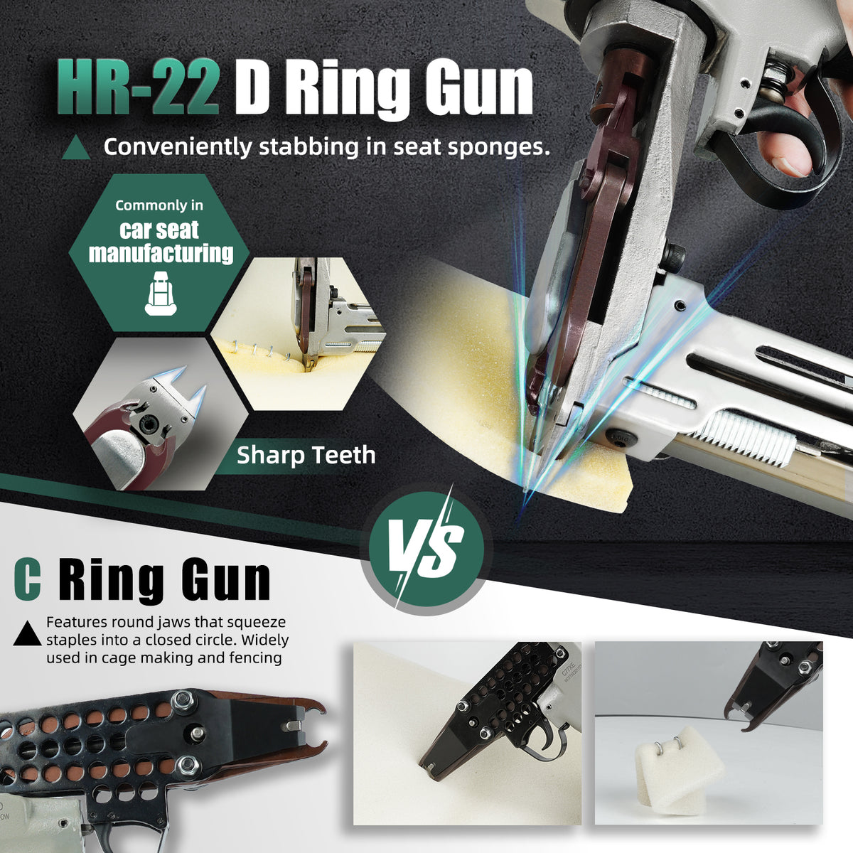 Pistola neumática WOODPECKER HR22 para aros D con retorno de pistón, similar a BOSTITCH TR315