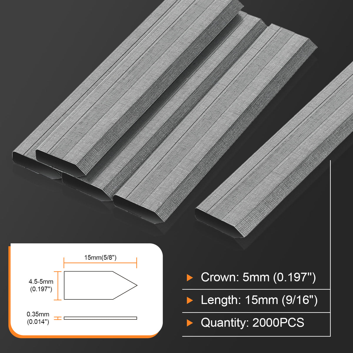 P515 Puntas Flexibles, 9/16 pulgadas (15mm) de largo, Compatible con Engatilladora de Puntos de Doble Impulsión para Enmarcado (2000PZAS/CAJA)