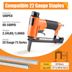KAMSIN KN7116L 22 Gauge Pneumatic Upholstery Stapler, 3/8-inch(9.0mm) Crown Fine Wire Stapler Gun, 1/4-inch to 5/8-inch(6-16mm) Leg Length Long Nose Upholstery Staple Gun for Upholstering