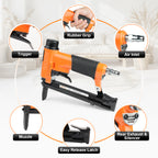 KAMSIN KN7116L 22 Gauge Pneumatic Upholstery Stapler, 3/8-inch(9.0mm) Crown Fine Wire Stapler Gun, 1/4-inch to 5/8-inch(6-16mm) Leg Length Long Nose Upholstery Staple Gun for Upholstering
