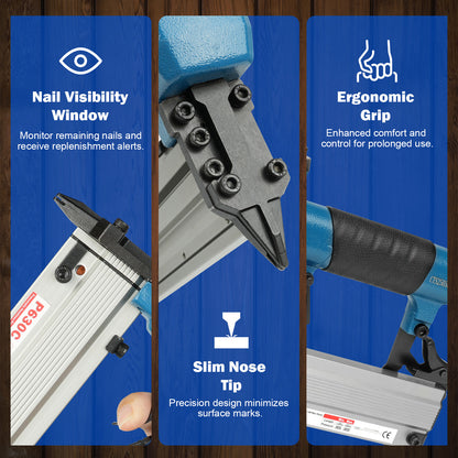 P630C Pneumatic Headless Pin Nailer, 23 Gauge Air Power Nail Gun, Drives 1/2-Inch to 1-3/16-Inch (12-30mm) Headless Micor Pins with Dual Trigger Safety for Cabinets, Interior Decoration
