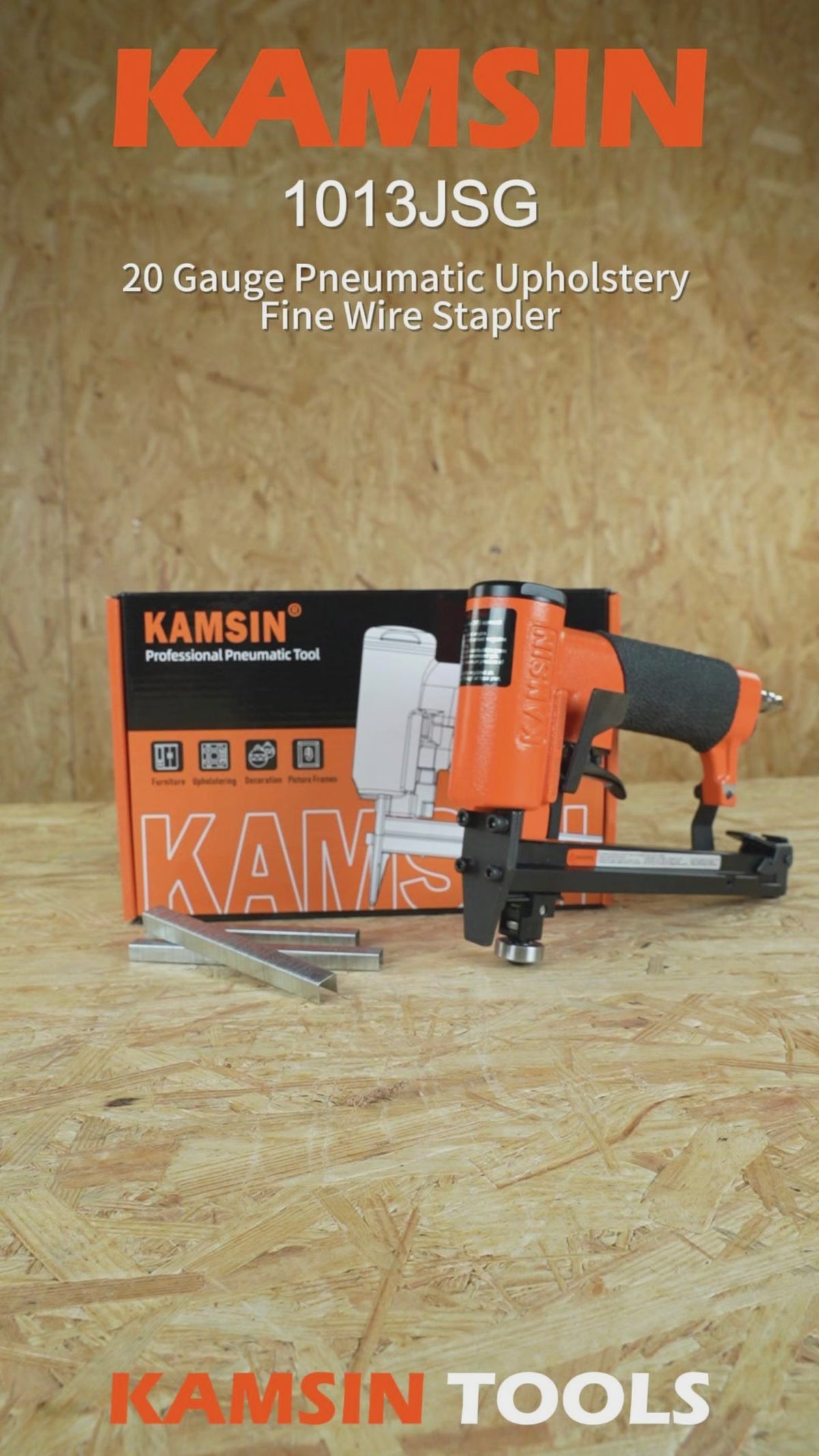 KAMSIN KN1013JSG Grapadora Neumática para Tapicería con Interruptor de Disparo Continuo Calibre 20 Serie 10J Corona de 7/16 Pulgadas Longitud de 1/4 Pulgada a 1/2 Pulgada Pistola de Grapas para Tapicería de Muebles y Telas