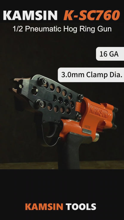 KAMSIN K-SC760 16 Gauge 1/2 Pneumatic Hog Ring Gun, 3.0-4.8mm Clamping Diameter, C Ring Gun, Air Hog Ring Plier Tool