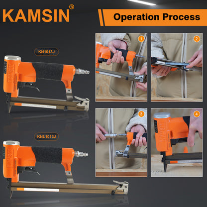 KAMSIN #KN1013J/KN1013JS 20 Gauge Upholstery Furniture Stapler, 7/16- Inch Crown Air Power Stapler, 1/4-Inch to 1/2-Inch Leg Length Fine Wire Staples Gun for Furniture Manfactures, Thin Board, Sofas
