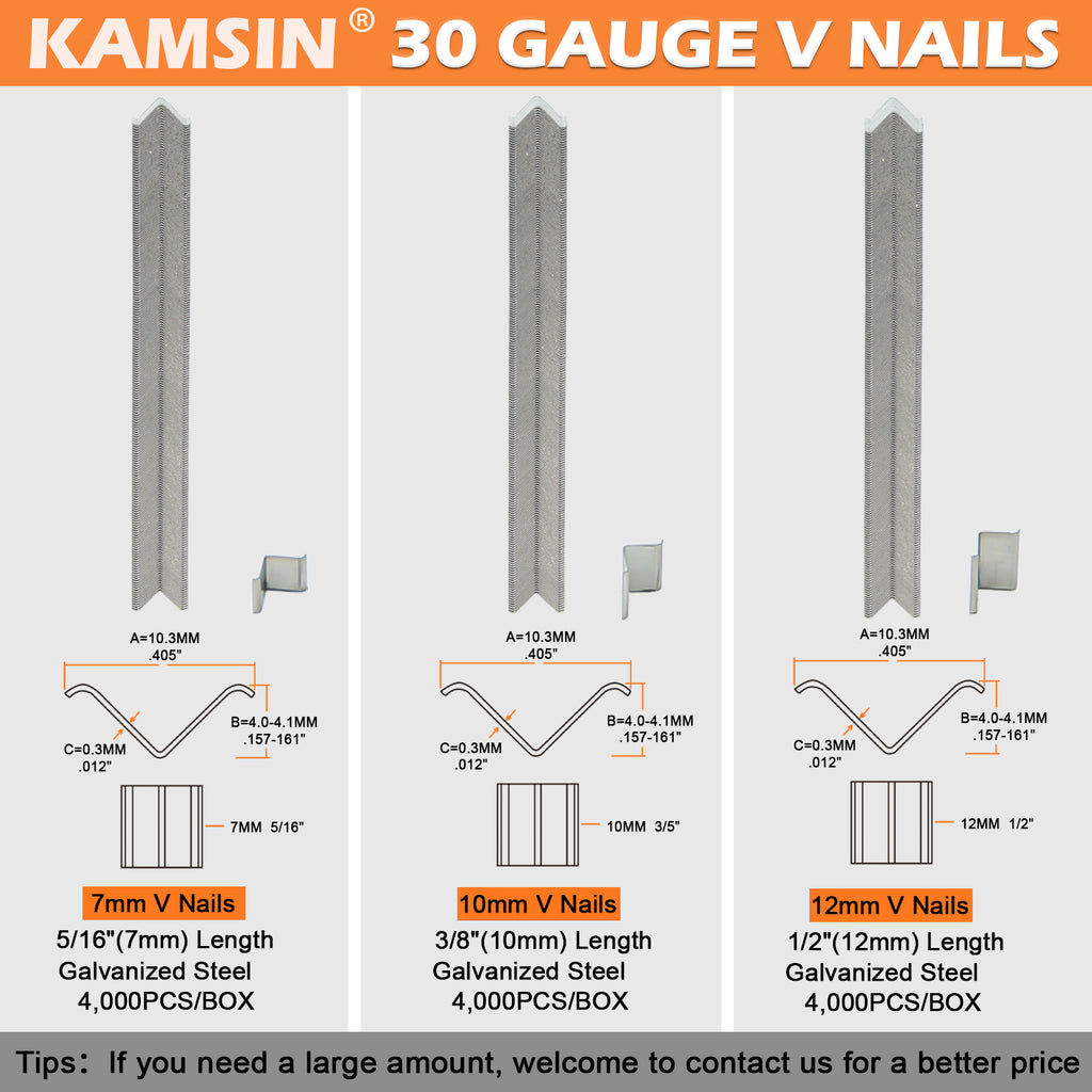 KAMSIN V1015 Pneumatic Picture Frame V Nailer with 4,000PCS of 7 MM  V-Nails, 30 Gauge Picture Frame Stapler Air Power Wood Joiner
